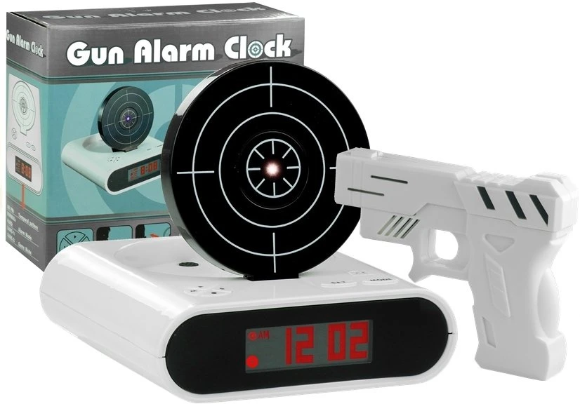 Lean Cars Elektroninis žadintuvas su lazeriniu pistoletu baltas