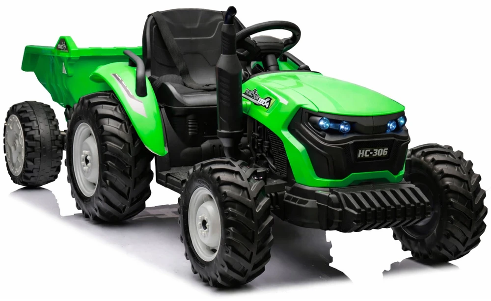 Lean Cars Akumuliatorinis traktorius su priekaba HC-306, 24V, žalias