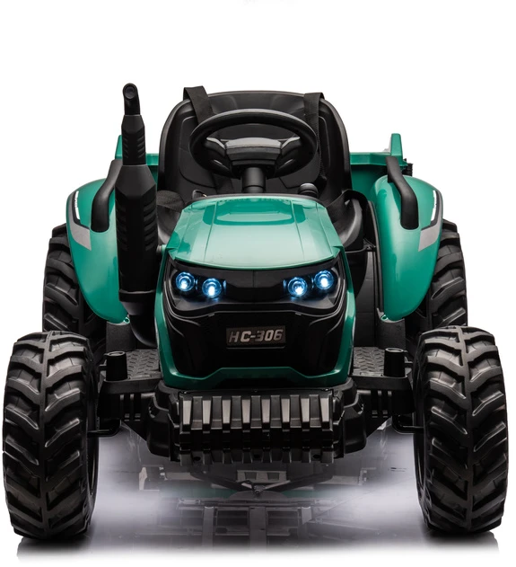 Lean Cars Akumuliatorinis traktorius su priekaba HC-306, 24V, tamsiai žalias