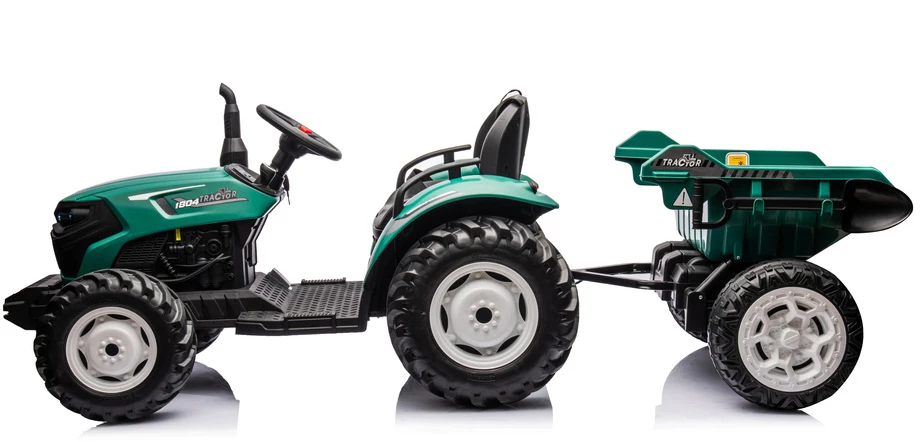 Lean Cars Akumuliatorinis traktorius su priekaba HC-306, 24V, tamsiai žalias