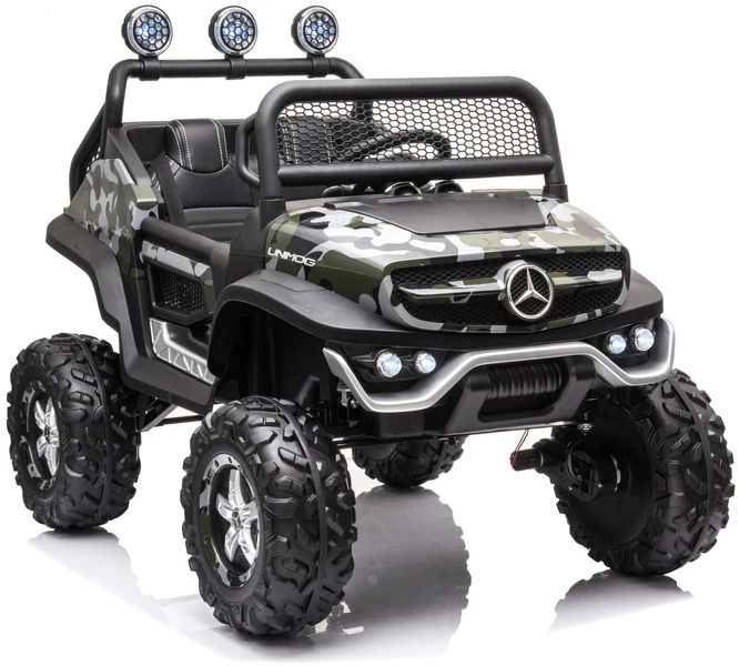 Lean Cars Dvivietis elektromobilis vaikams LeanToys Unimog S, juodas