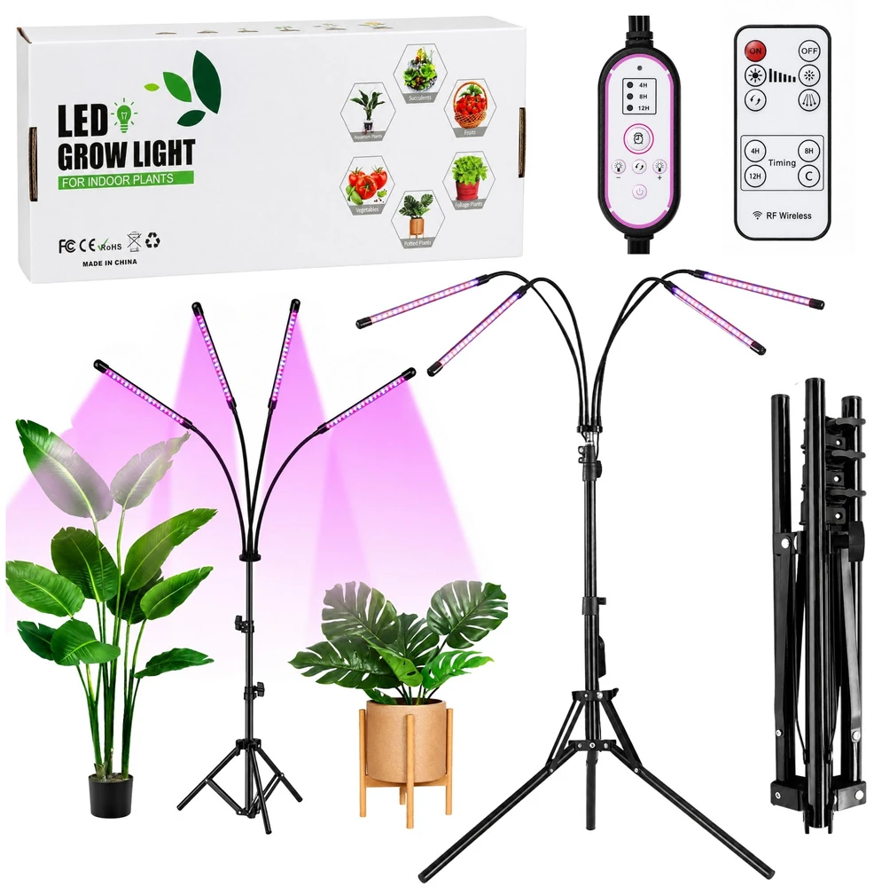 Lean Lampa LED lempa augalams auginti ir apšviesti, 4 dalių stovas, nuotolinio valdymo pultas