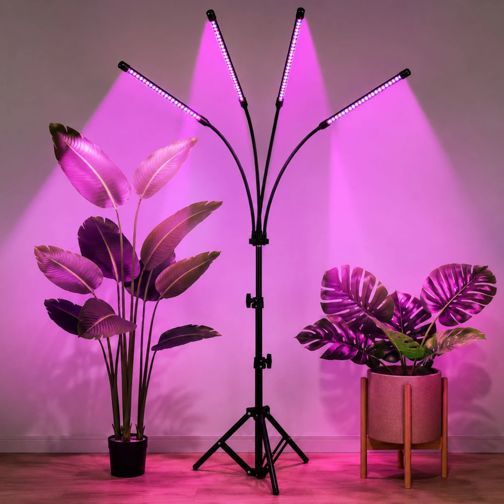 Lean Lampa LED lempa augalams auginti ir apšviesti, 4 dalių stovas, nuotolinio valdymo pultas