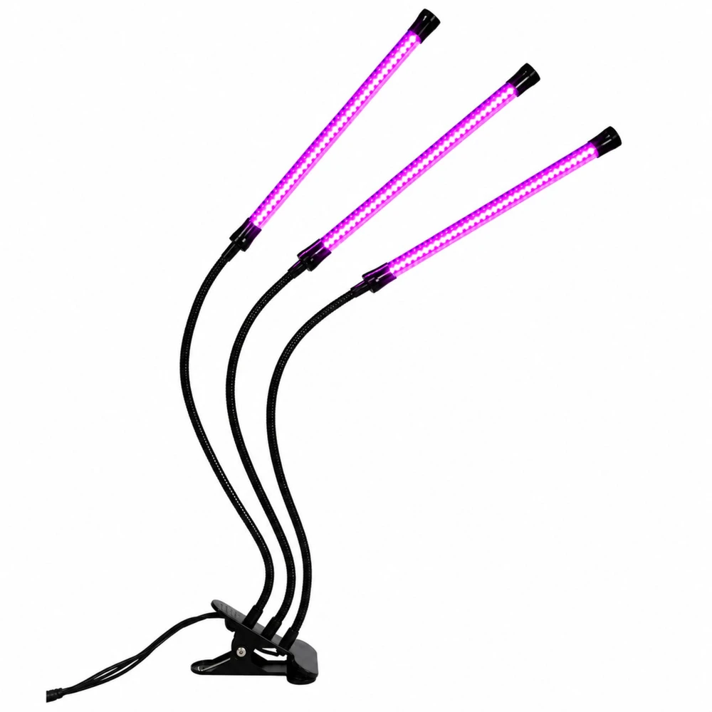 Lean Lampa LED lempa augalams auginti ir augalams apšviesti, trijų modulių, spaustukas