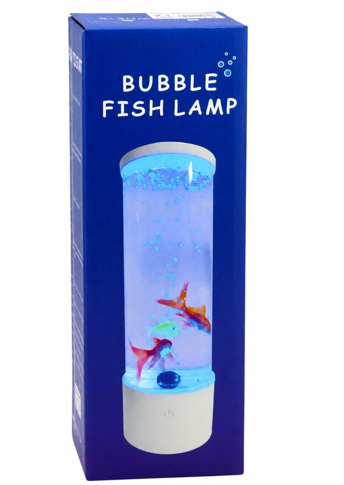 Lean Lampka Dekoratyvinė naktinė LED RGB akvariumo lempa su žuvytėmis, 16 spalvų, USB, balta