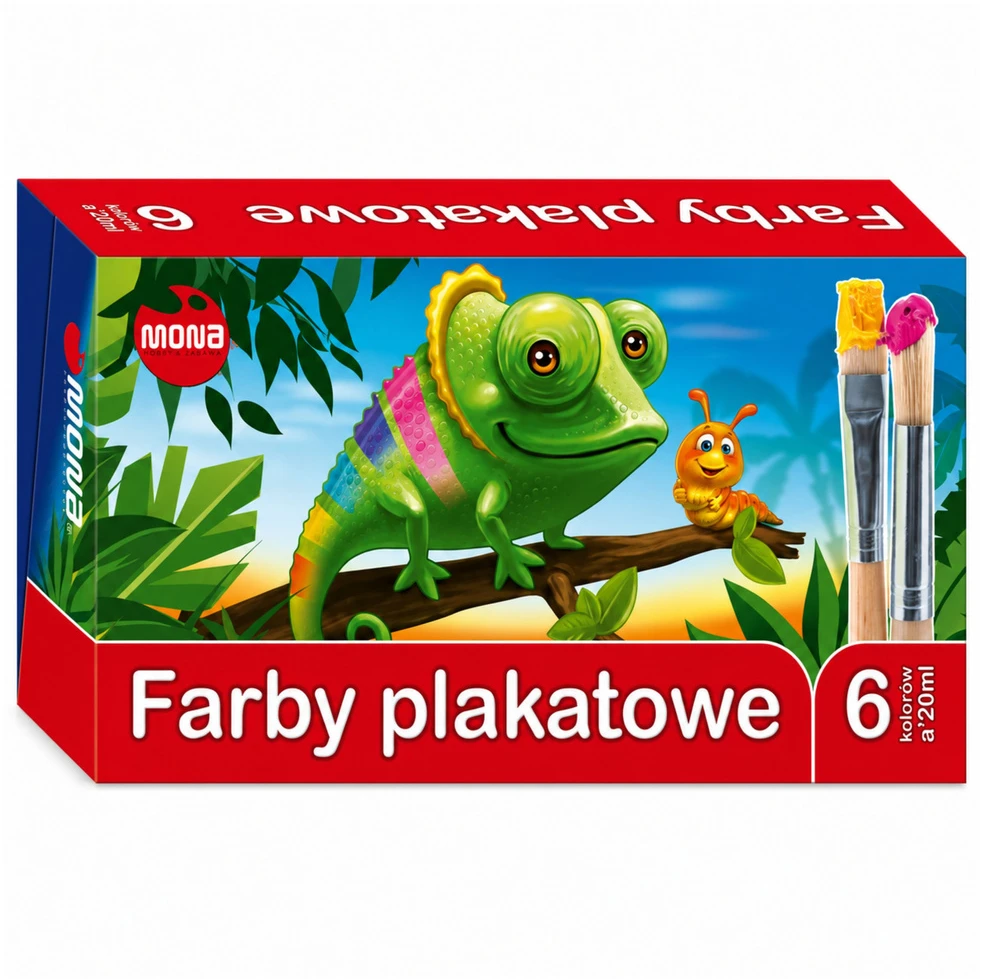 Lean School plakatų dažai, 6 spalvos, 20 ml, MONA