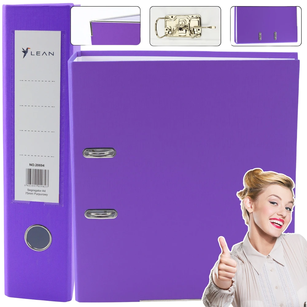 Lean Violetinis A4/75mm segtuvas su svirtiniu mechanizmu
