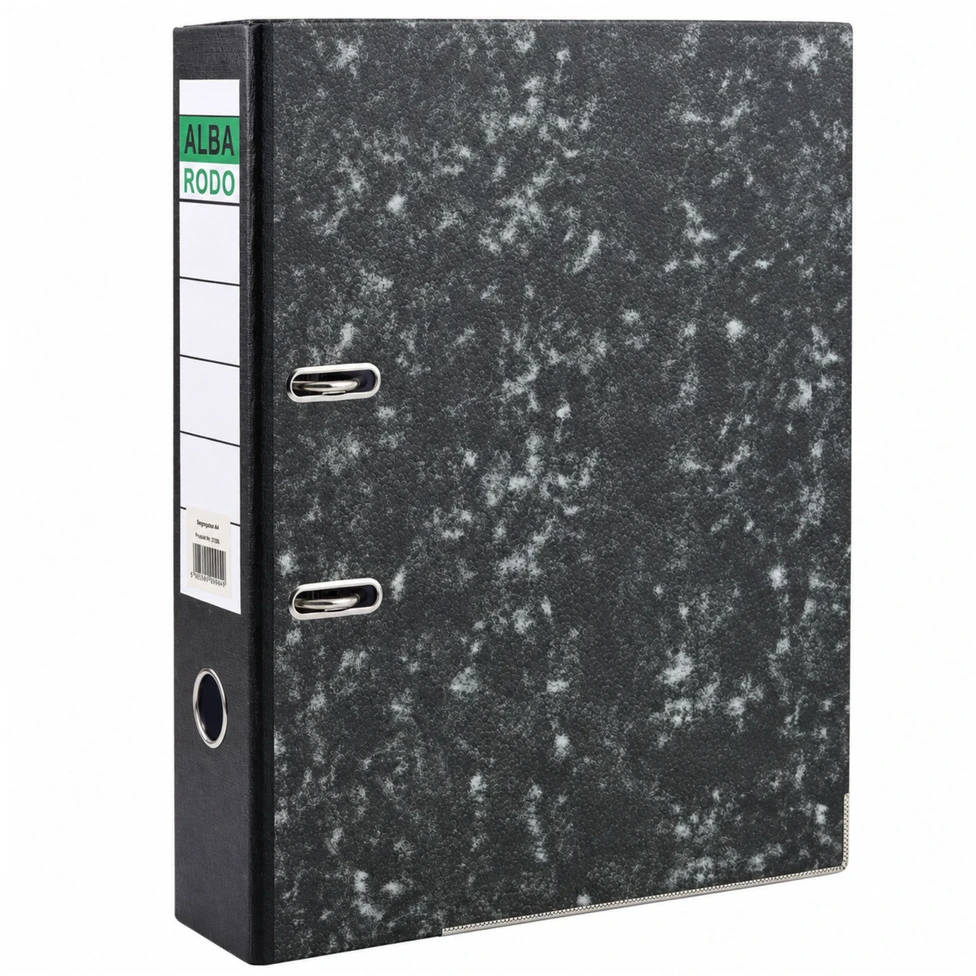 Lean Segtuvas su svirtiniu mechanizmu A4, 80 mm, pilkas marmurinis, 34,5 × 29 × 8 cm