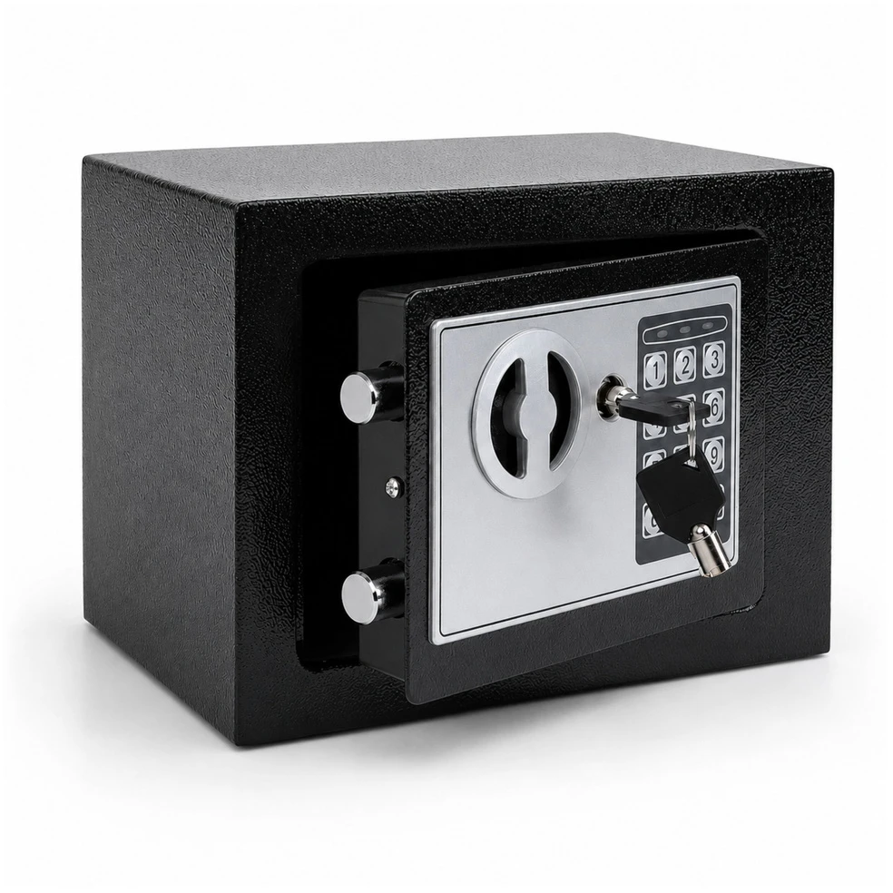 Lean Elektroninis seifas su PIN kodu, 6 l, juodas, 22,5 × 17 × 16 cm