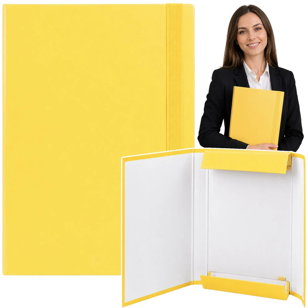Lean A4/4,5 cm užtrauktuku užsegamas aplankas dokumentams, kietas, biuro, geltonas