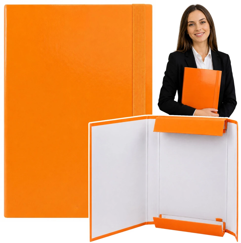 Lean Aplankas su atvartais A4, su elastine juosta, oranžinis, 34,5 × 24 × 4,5 cm