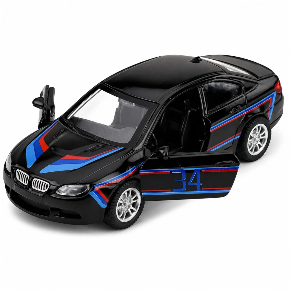 Lean Toys Žaislinis sportinis automobilis su inercine pavara ir atidaromomis durimis, juodas, 1:32