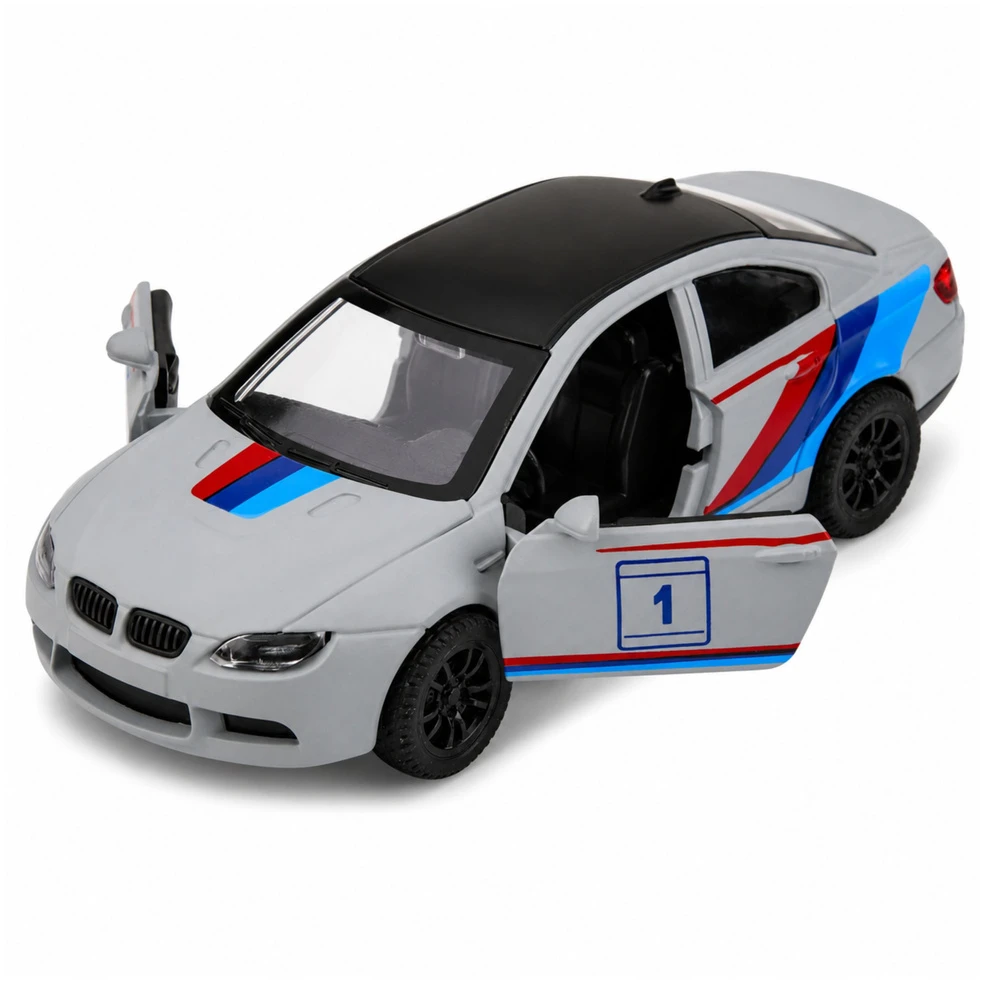 Lean Toys Žaislinis sportinis automobilis su inercine pavara ir atidaromomis durimis, matinis pilkas, 1:32