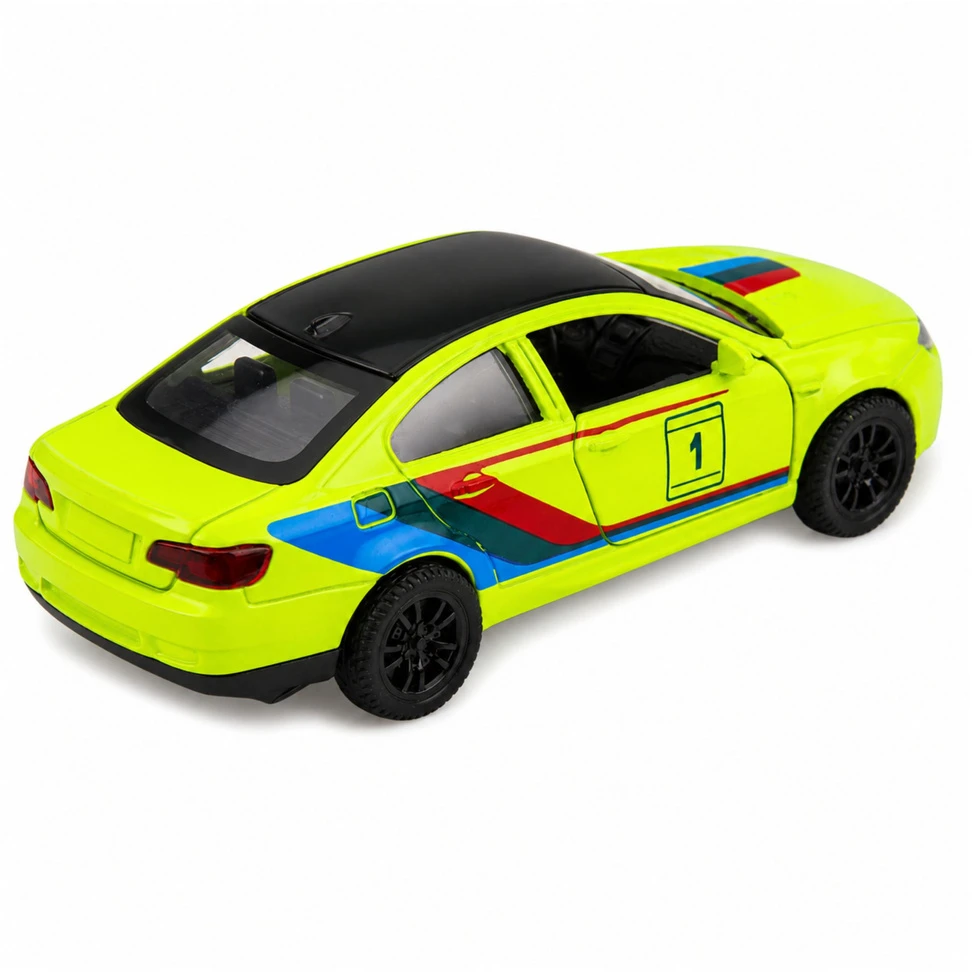 Lean Toys Žaislinis sportinis automobilis su inerciniu mechanizmu ir atidaromomis durimis, geltonas, 12,5 x 5 x 4 cm
