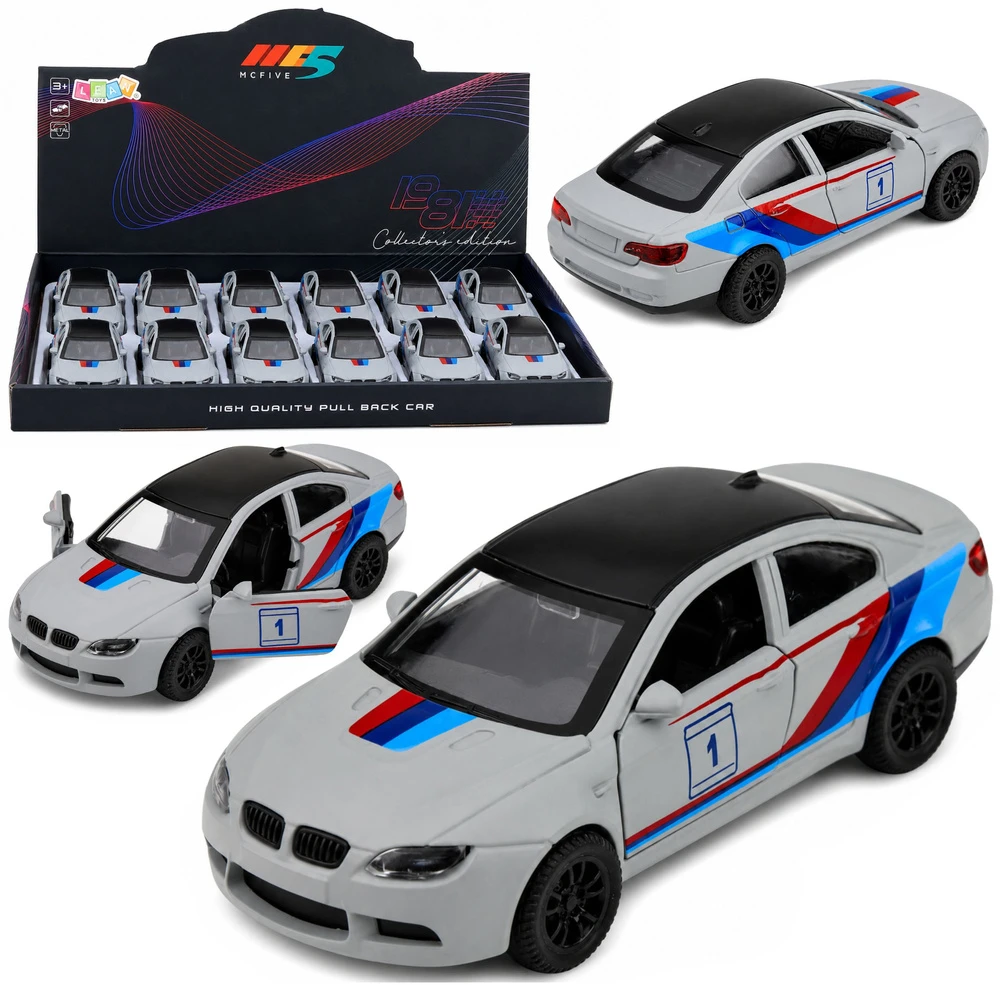 Lean Toys Žaislinis sportinis automobilis su inercine pavara ir atidaromomis durimis, matinis pilkas, 1:32