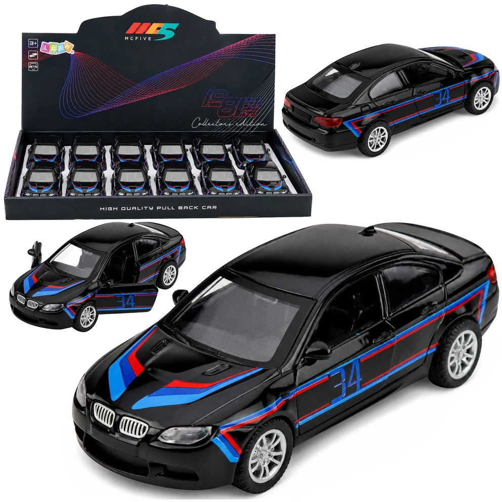 Lean Toys Žaislinis sportinis automobilis su inercine pavara ir atidaromomis durimis, juodas, 1:32