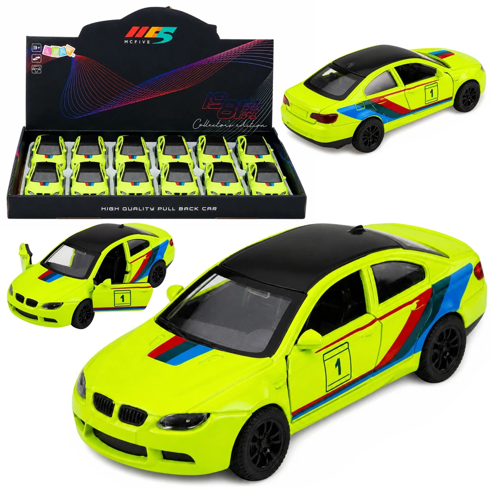 Lean Toys Žaislinis sportinis automobilis su inerciniu mechanizmu ir atidaromomis durimis, geltonas, 12,5 x 5 x 4 cm