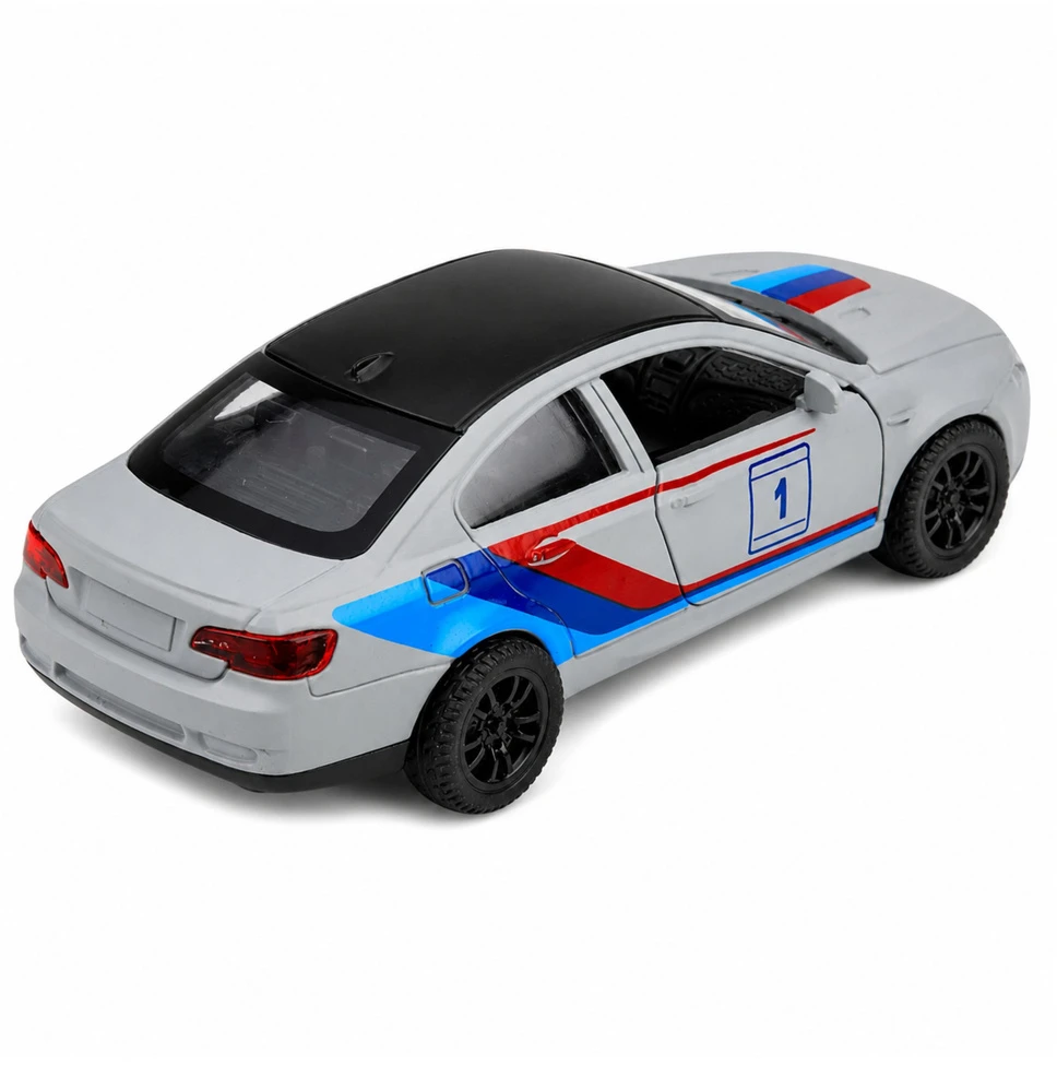 Lean Toys Žaislinis sportinis automobilis su inercine pavara ir atidaromomis durimis, matinis pilkas, 1:32
