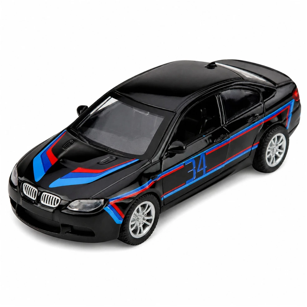 Lean Toys Žaislinis sportinis automobilis su inercine pavara ir atidaromomis durimis, juodas, 1:32
