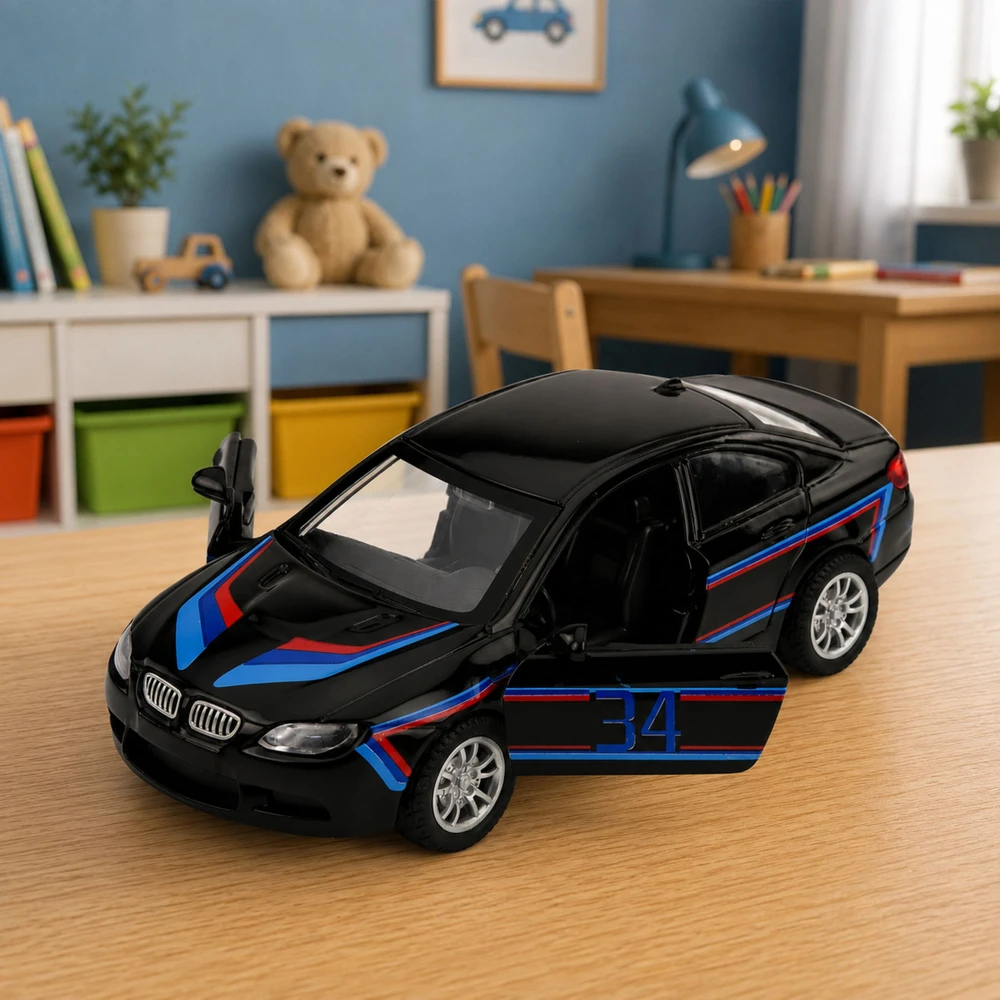 Lean Toys Žaislinis sportinis automobilis su inercine pavara ir atidaromomis durimis, juodas, 1:32
