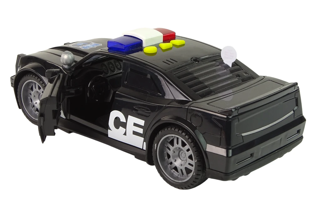 Žaislinis policijos automobilis Lean Toys, juodas, 25x9x11 cm