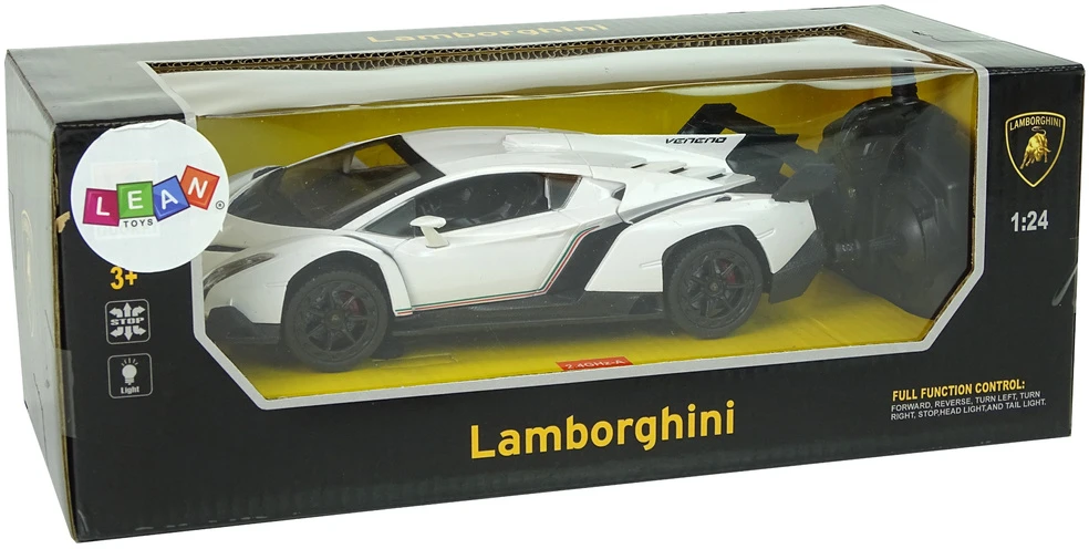 Lean Cars Nuotolinio valdymo automobilis Lamborghini Veneno baltas 1:24, 2.4G, su šviesomis