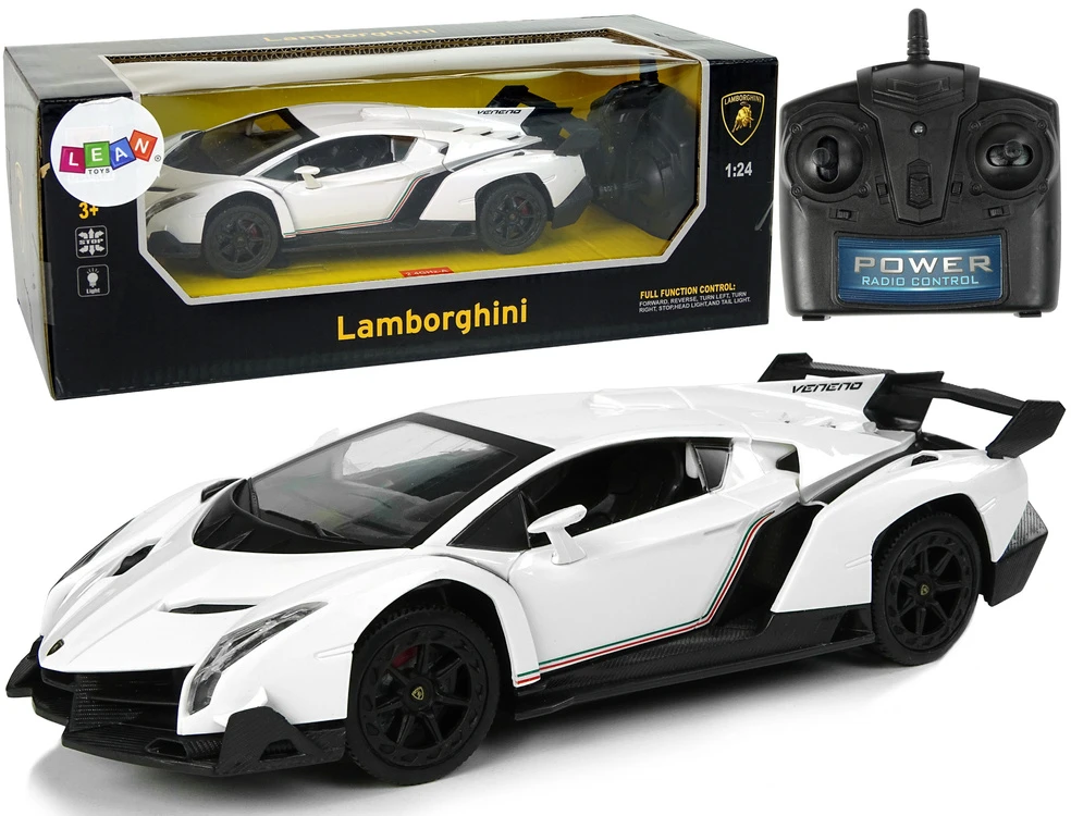 Lean Cars Nuotolinio valdymo automobilis Lamborghini Veneno baltas 1:24, 2.4G, su šviesomis