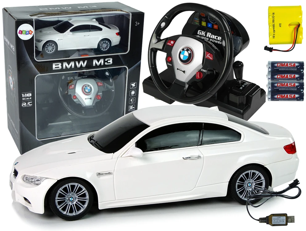 Lean Cars NUOTOLINIU BŪDU VALDOMAS BMW M3 SU VAIRU, GARSU IR ŠVIESOMIS – 2.4G, 1:18