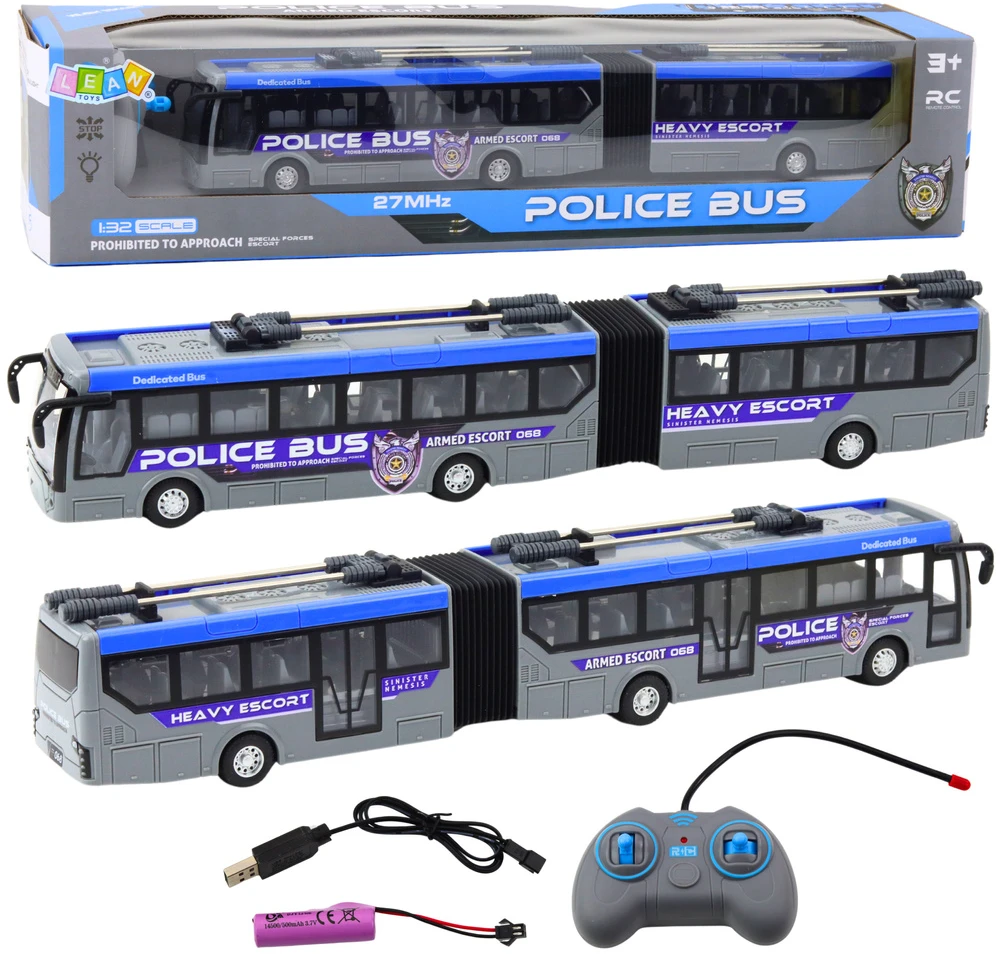 Nuotoliniu būdu valdomas policijos autobusas su LED apšvietimu, 1:32
