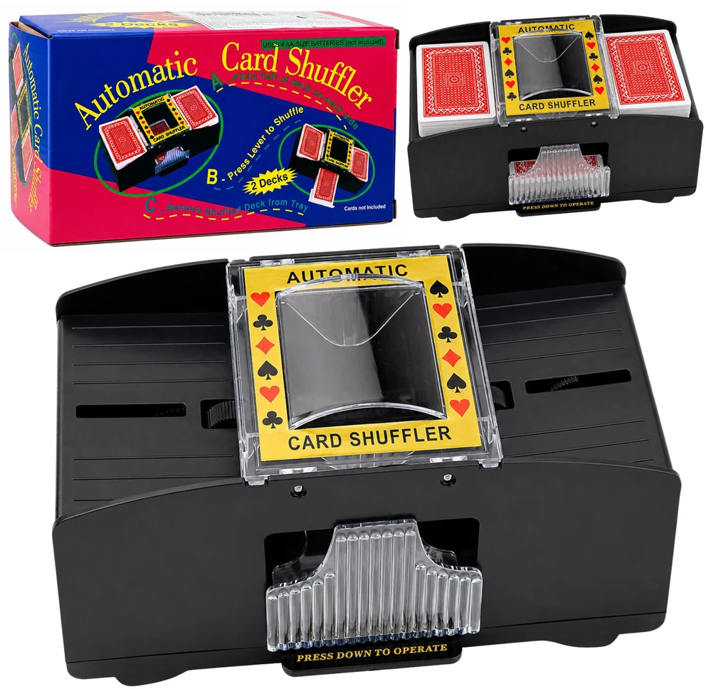 Lean Toys Automatinis kortų maišytuvas 2 kaladėms, 20,5 × 9 × 10 cm