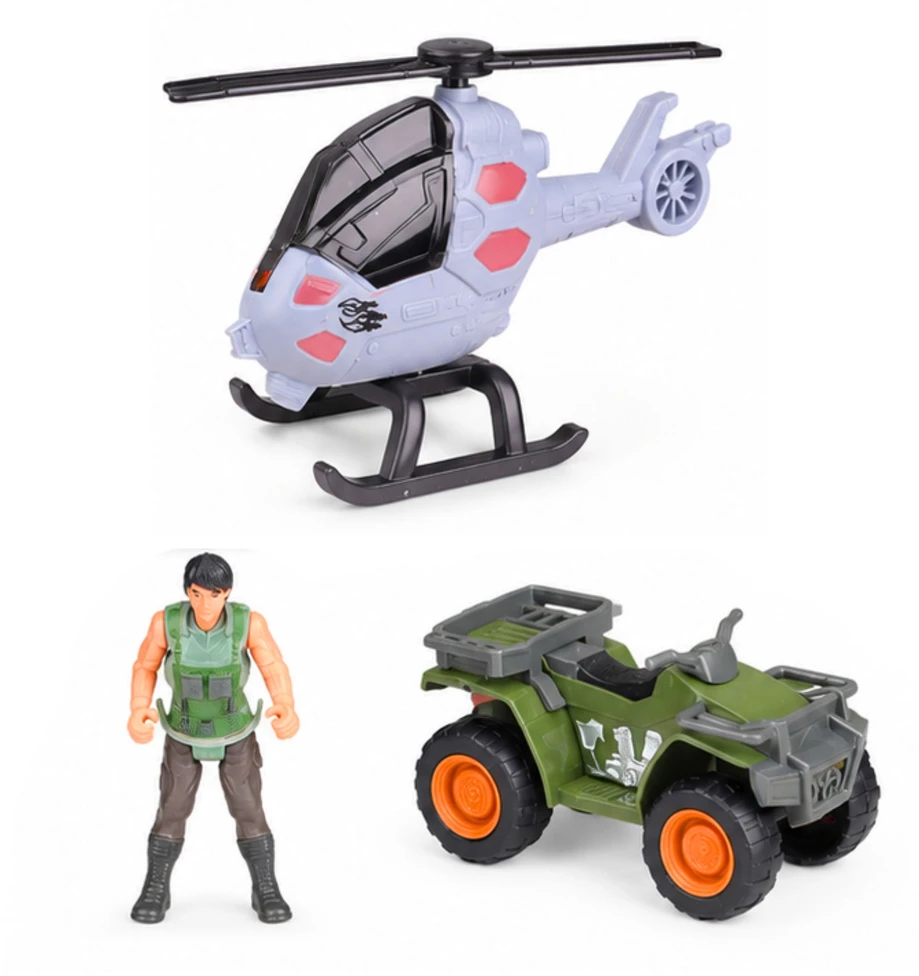 Lean Toys Figūrėlių rinkinys su dinozaurų parko vartais ir sraigtasparniu
