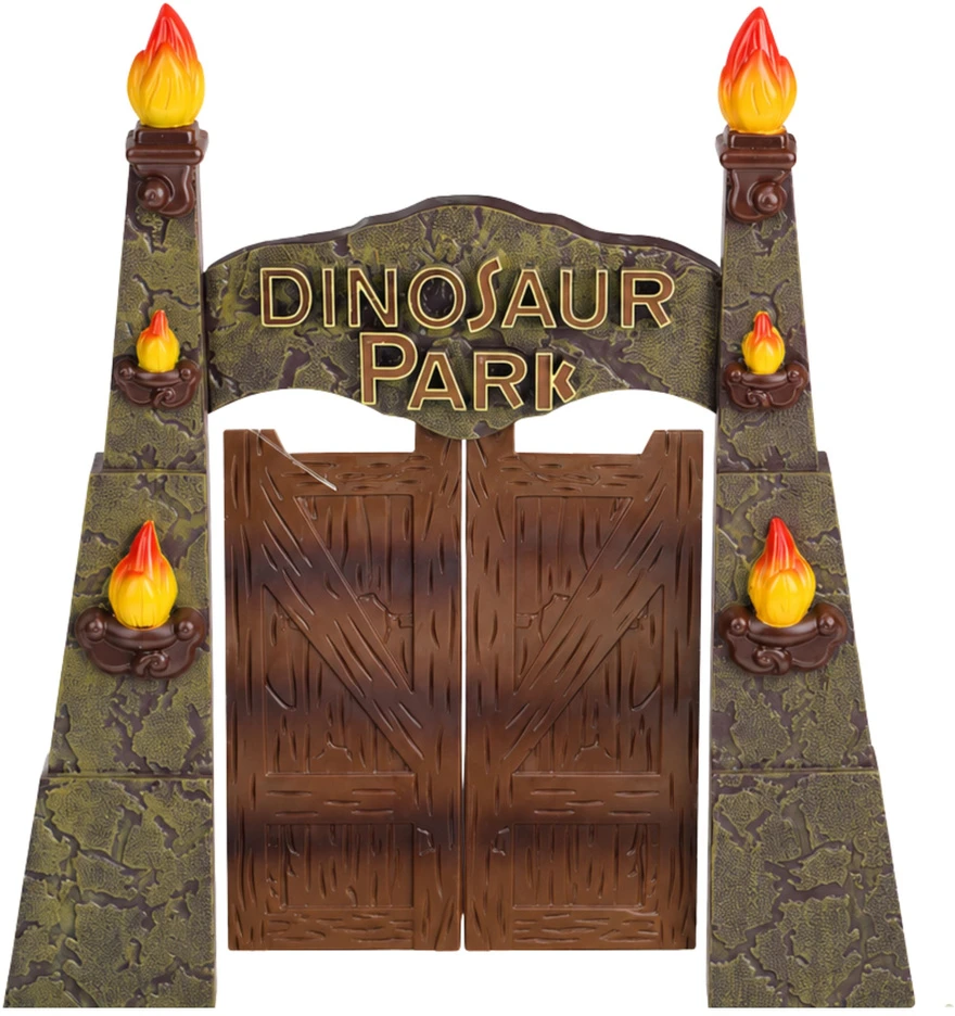 Lean Toys Figūrėlių rinkinys su dinozaurų parko vartais ir sraigtasparniu