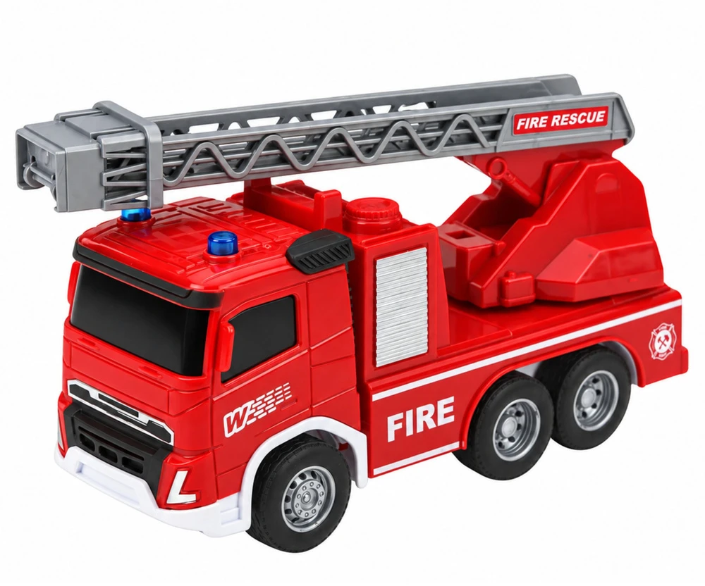 Lean Toys Gaisrinė su garažu ir transporto priemonėmis, raudona ir balta, 32 x 17 x 21 cm