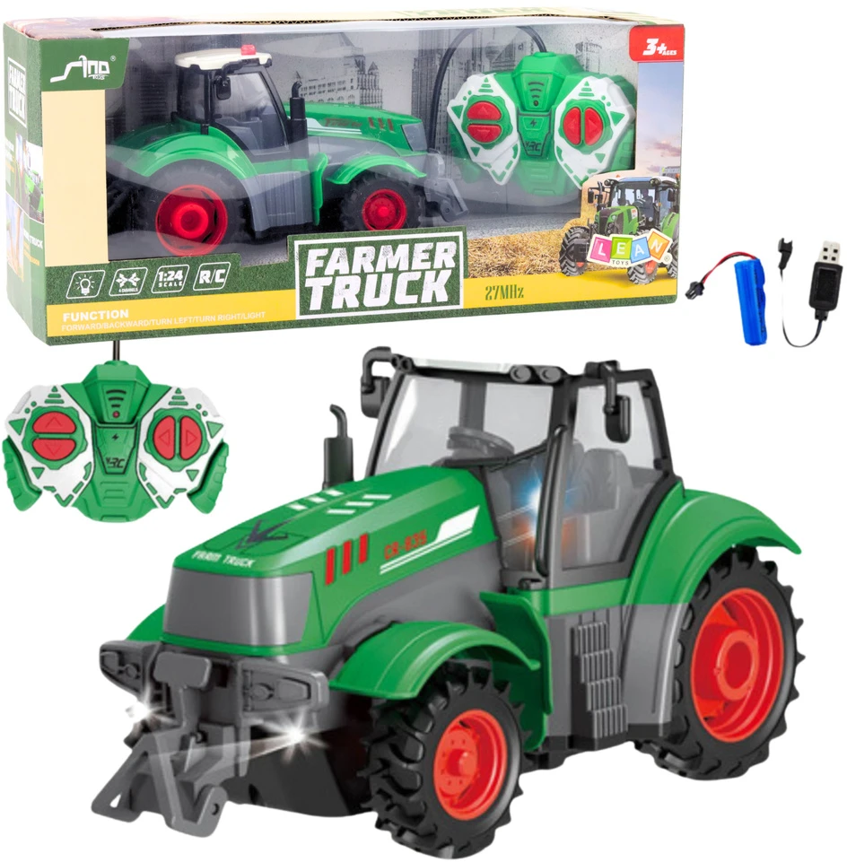 Lean Toys Nuotoliniu būdu valdomas žaislinis traktorius ūkininkams 1:24