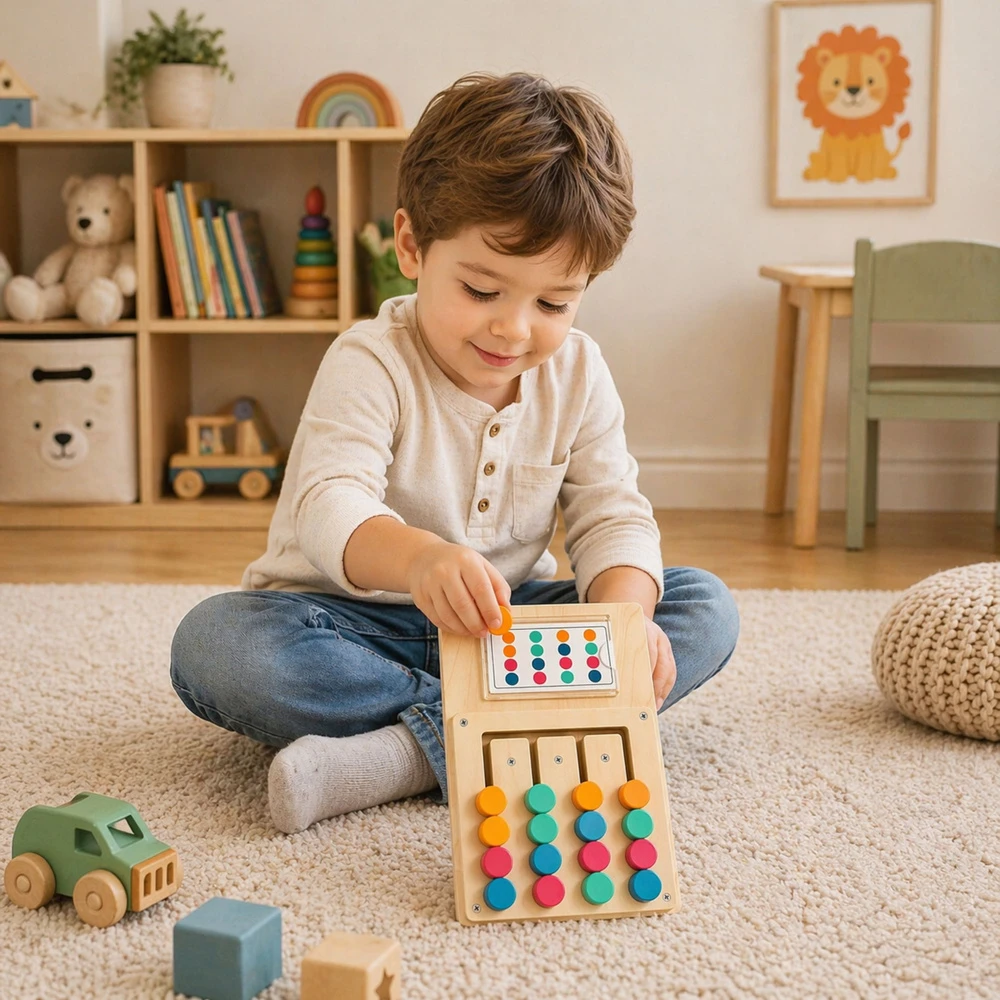 Lean Toys Medinis spalvų derinimo galvosūkis vaikams, 12 kortelių