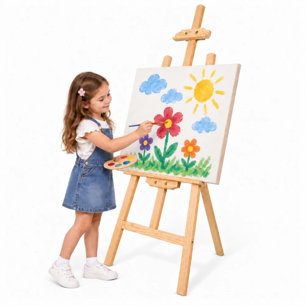 Lean Toys Medinis tapybos stovas, trikojis, 150 cm