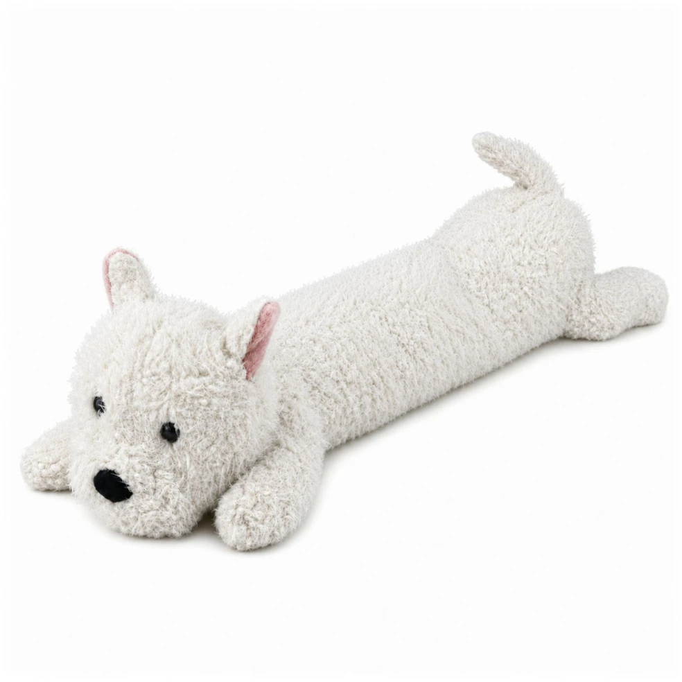 Lean Toys Pliušinis žaislas Vesthailendo baltasis terjeras, baltas, 90 × 24 × 24 cm