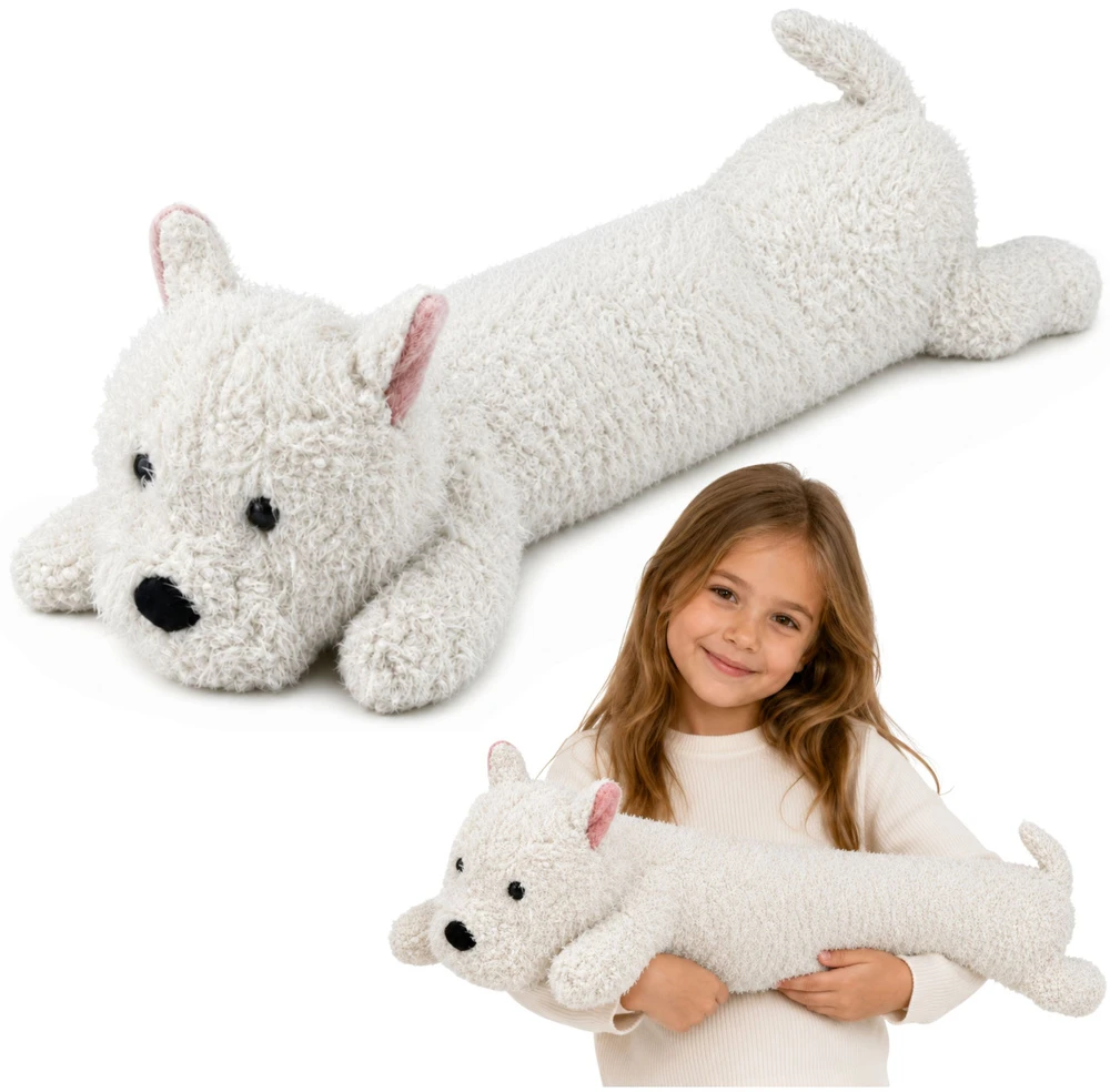 Lean Toys Pliušinis žaislas Vesthailendo baltasis terjeras, baltas, 90 × 24 × 24 cm
