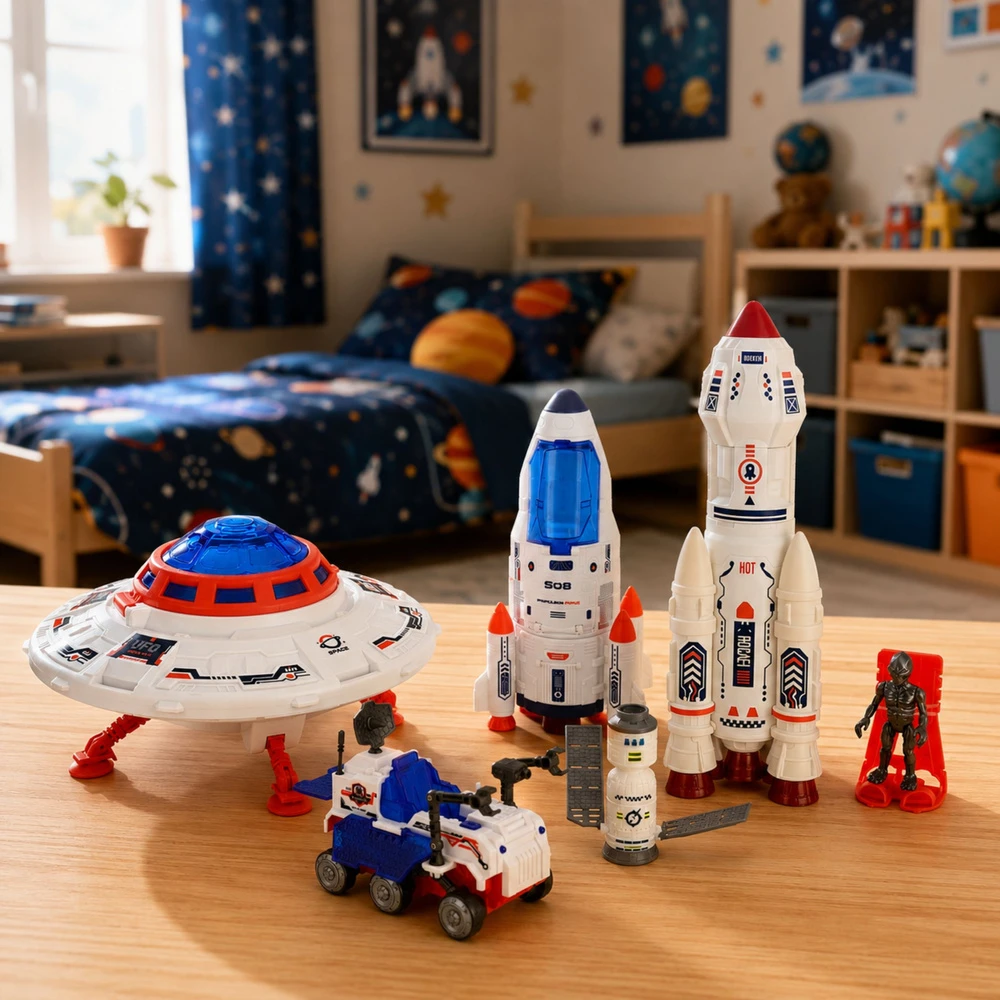Lean Toys Kosmoso žaislų rinkinys su judamais elementais, 8 vnt.