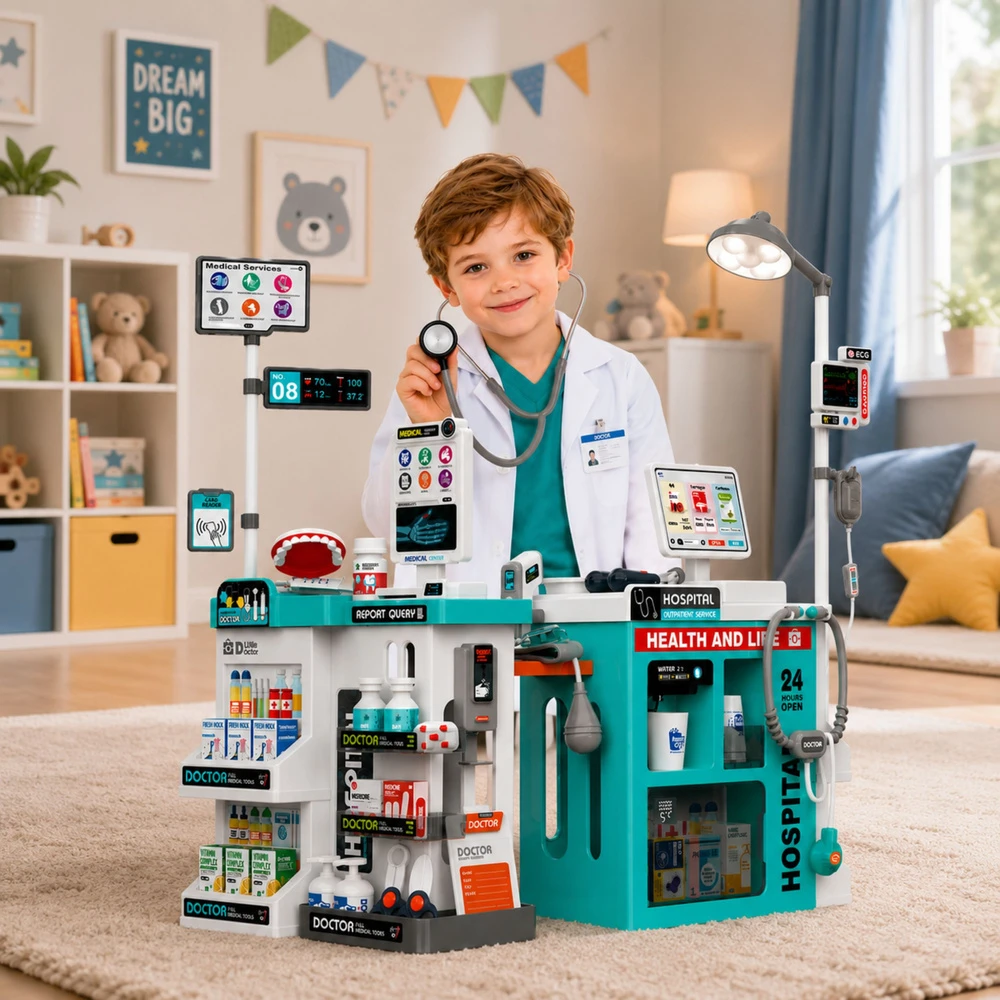 Duży Gydytojo rinkinys su medicinos staliuku