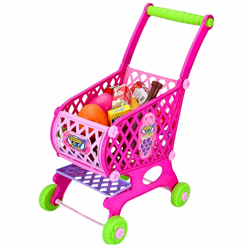 Lean Toys Pirkinių vežimėlis 52 cm rožinis 46 vnt.