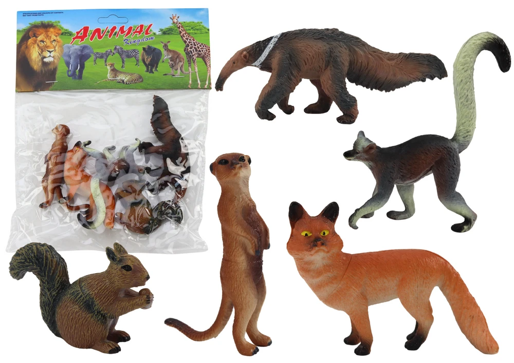 Lean Toys Gyvūnų Figūrėlių Rinkinys (5 vnt.) - Voverė, Mangusta, Skruzdėda, Lapė, Lemūras