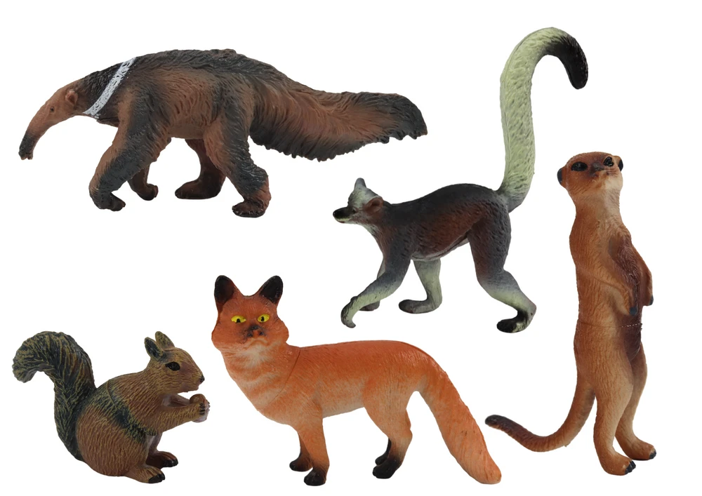 Lean Toys Gyvūnų Figūrėlių Rinkinys (5 vnt.) - Voverė, Mangusta, Skruzdėda, Lapė, Lemūras