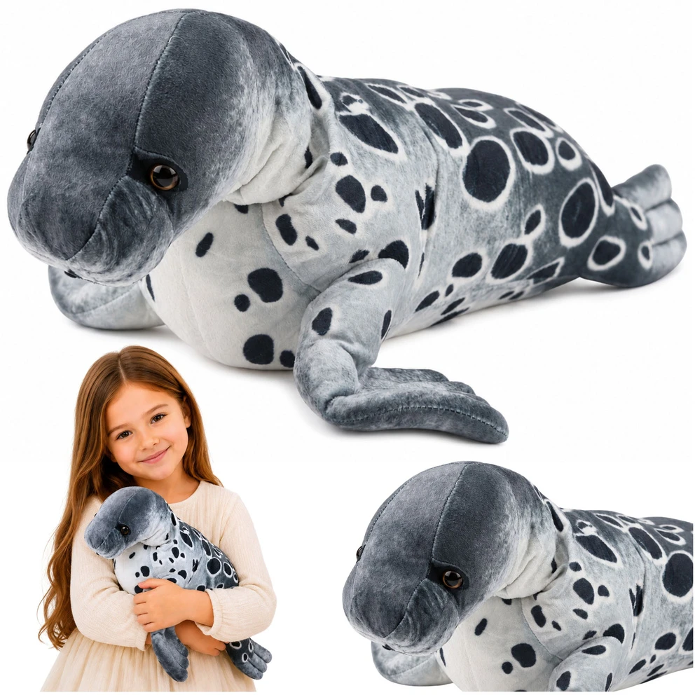 Lean Toys Pliušinis ruonis, pilkas, 50 × 30 × 25 cm
