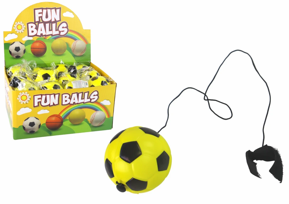 Lean Toys Geltonas PU futbolo kamuolys su tampria juosta, 6 cm