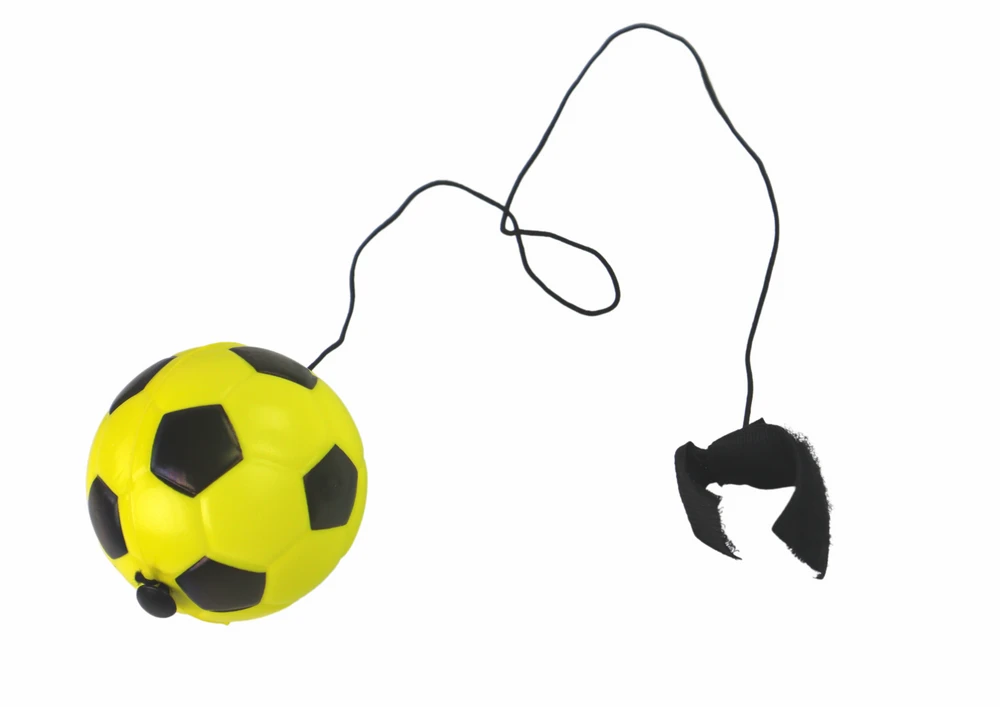 Lean Toys Geltonas PU futbolo kamuolys su tampria juosta, 6 cm