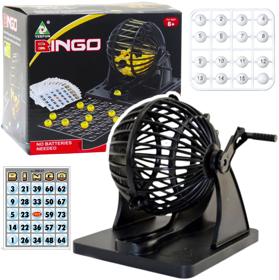 Gra Bingo žaidimas su traukimo mašina 80 kamuoliukų 20 kortelių