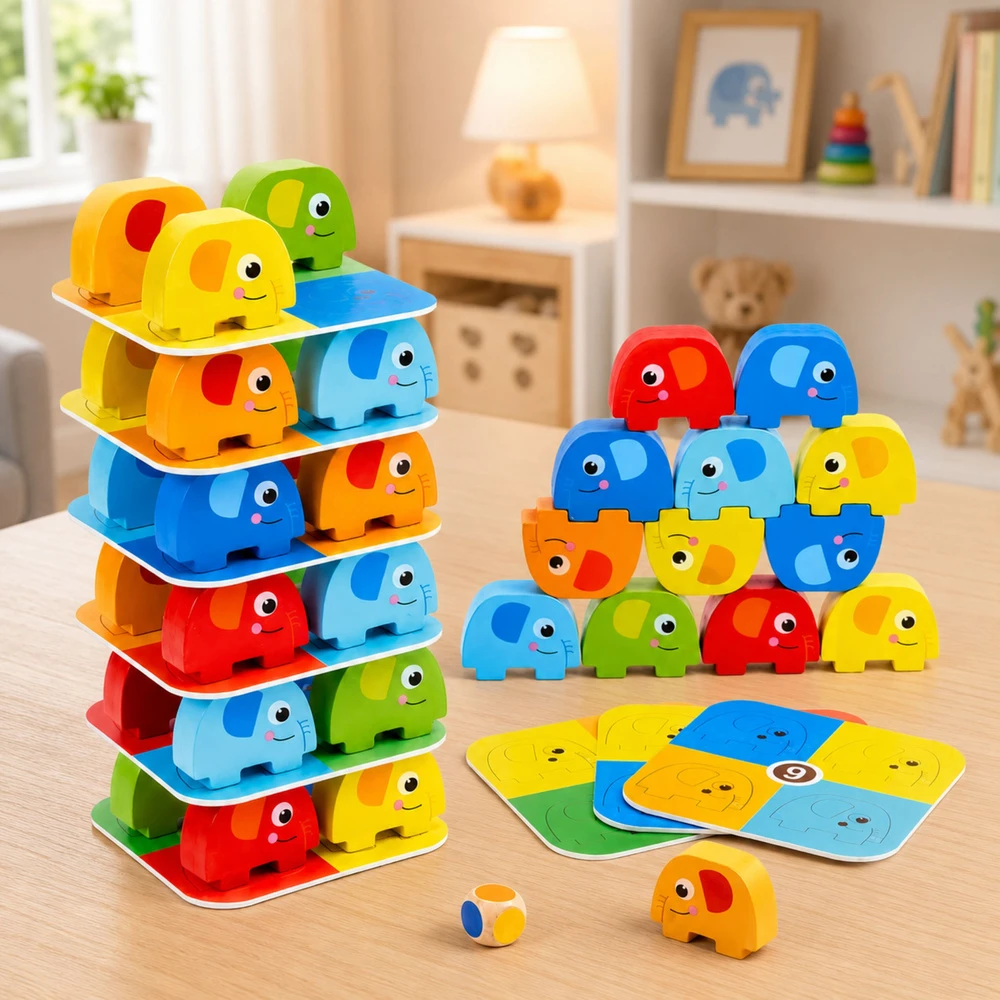 Lean Toys Įgūdžių žaidimas Balansuojantys drambliai 46 vnt.