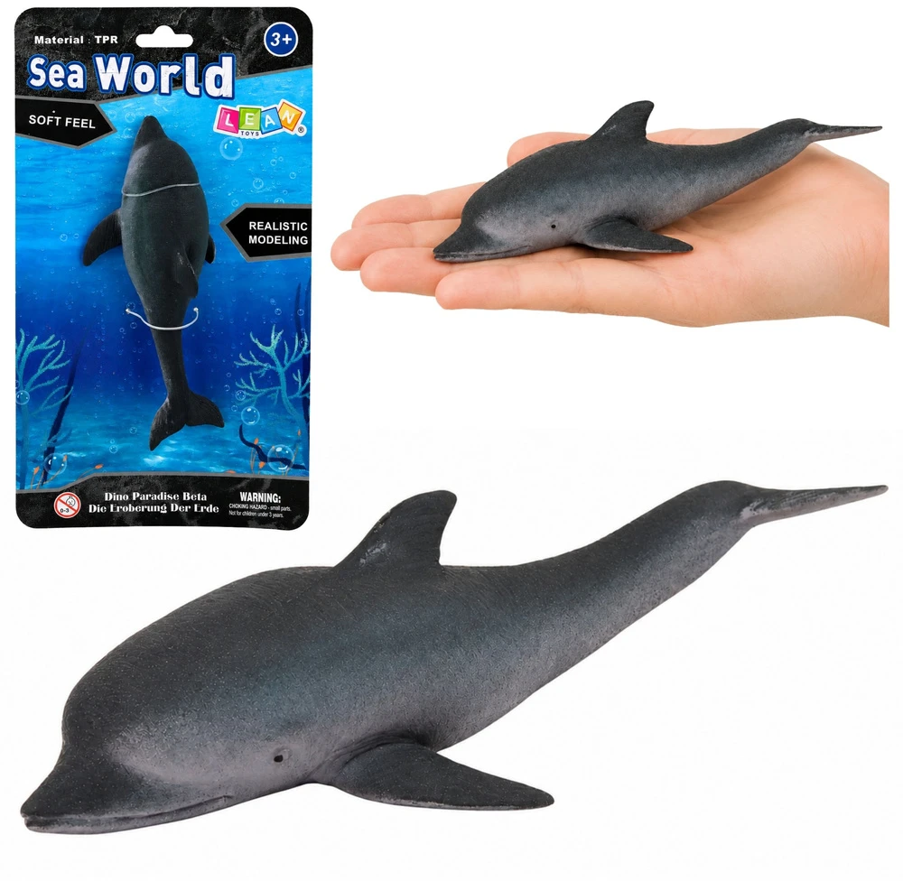 Lean Toys Delfino figūrėlė iš TPR, tamsiai pilka, 17,5 × 7,5 × 3,5 cm