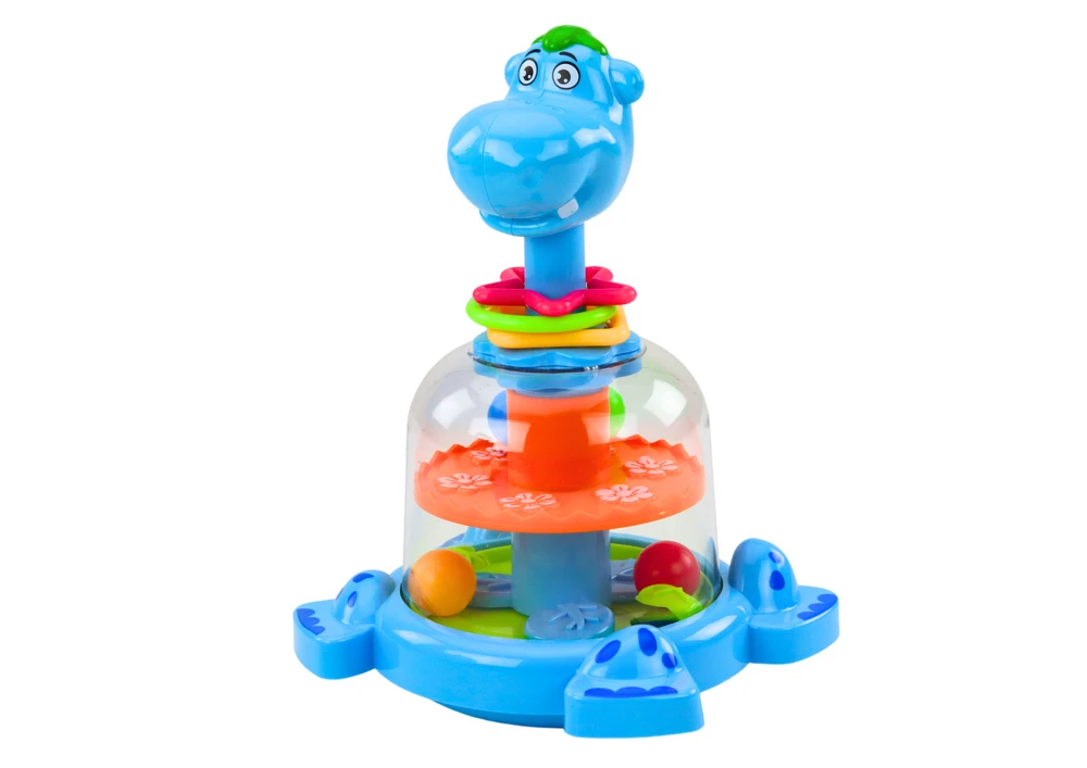 Lean Toys Žaislas vaikams „Hipopotamas“ su kamuoliukais, mėlynas
